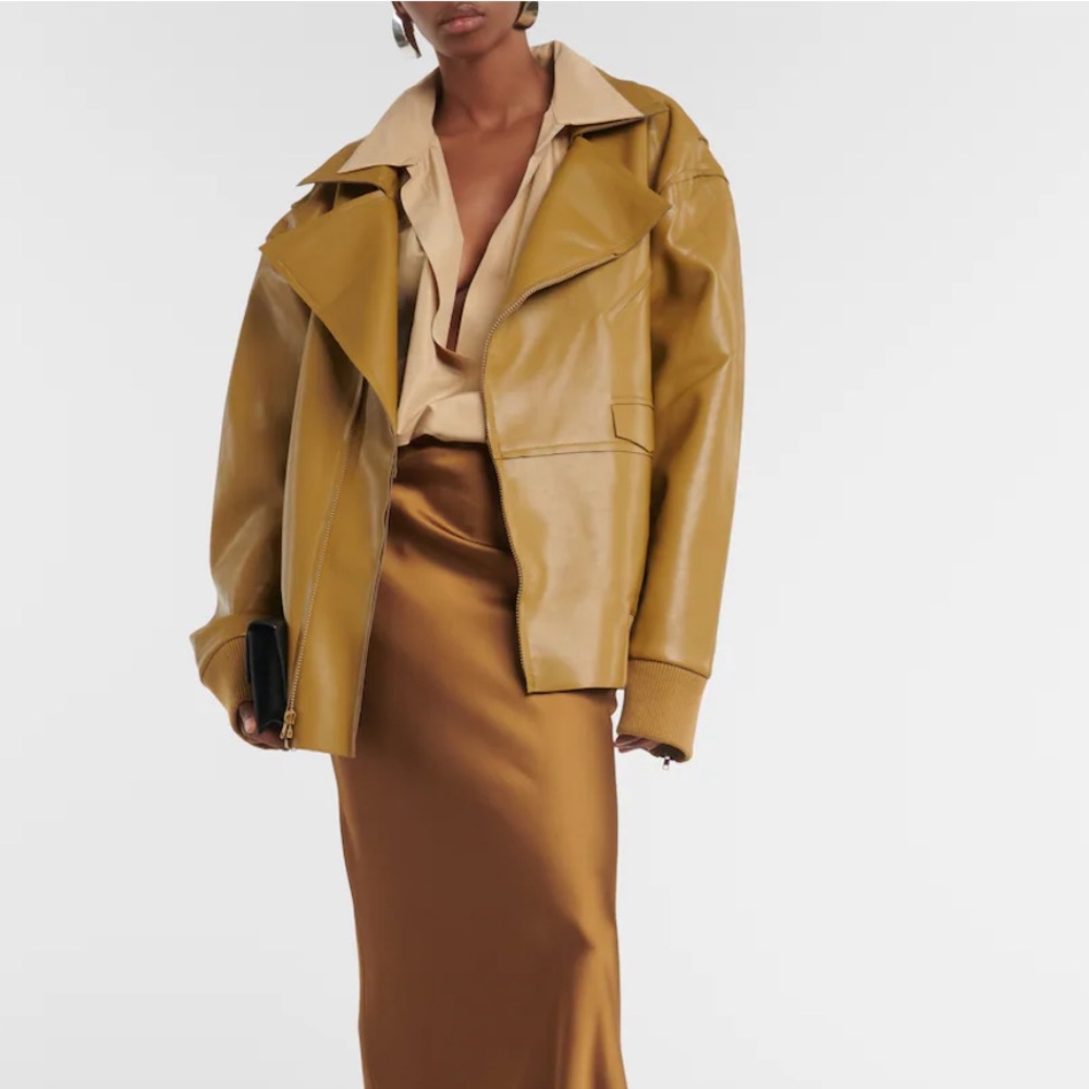 Norma Kamali oversized leather jacket size XS never worn!